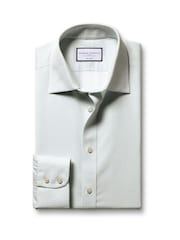 Charles Tyrwhitt Green Mini Grid Check Non-Iron Twill Slim Fit Shirt - Image 4 of 6