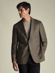 Charles Tyrwhitt Brown Wool Silk Slim Fit Jacket - Image 1 of 6