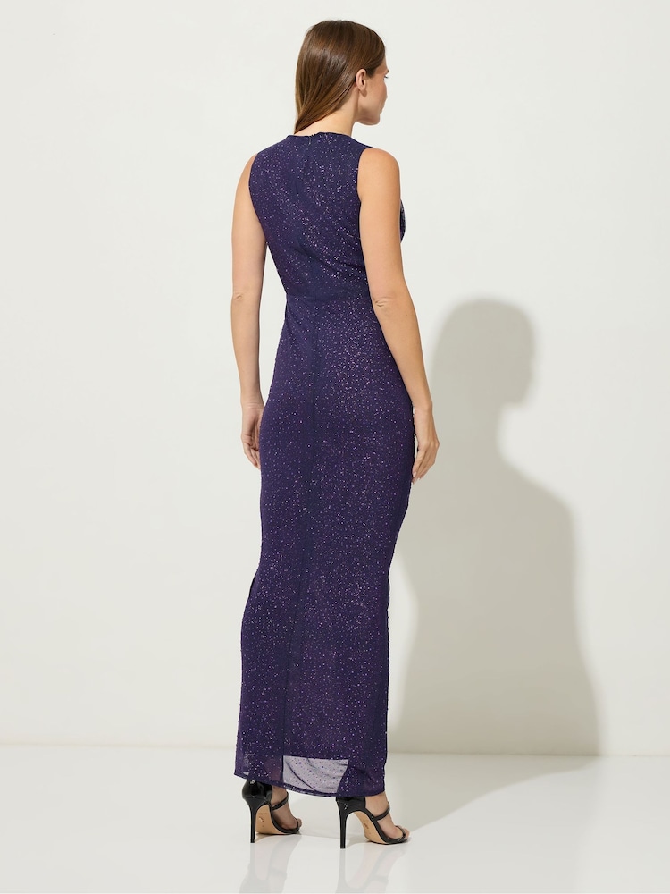 Star by Julien MacDonald Purple Jewelled Mesh Dress - Image 2 of 5 Star by Julien MacDonald Purple Jewelled Mesh Dress - Image 2 of 5