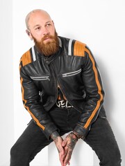 Joe Browns Black Leather Biker Jacket - Image 2 of 7