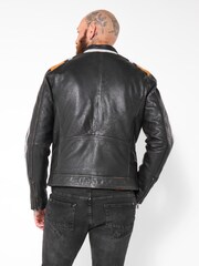 Joe Browns Black Leather Biker Jacket - Image 3 of 7