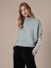 Celtic & Co. Blue Woolly Funnel Neck Top - Image 1 of 4