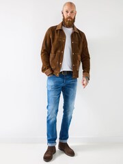 Joe Browns Brown Two-Tone Leather Jacket - Image 4 of 8