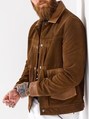 Joe Browns Brown Two-Tone Leather Jacket - Image 6 of 8