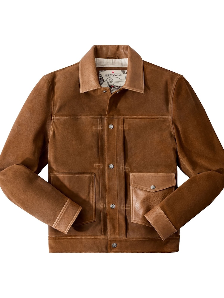 Joe Browns Brown Two-Tone Leather Jacket - Image 8 of 8