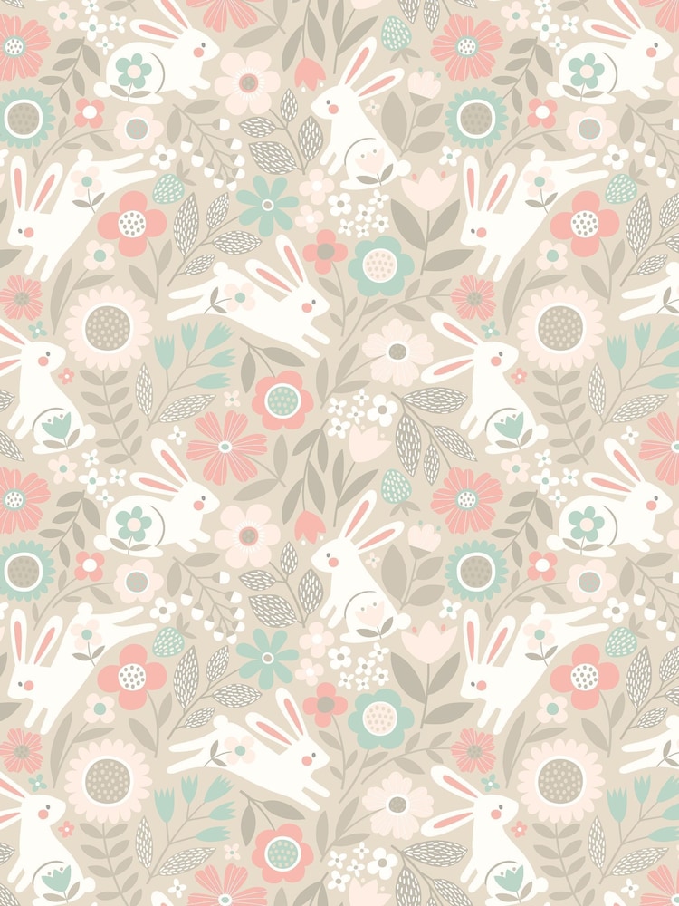 Hoopla Walls Natural Bouncing Bunnies 10m Wallpaper - Image 2 of 2