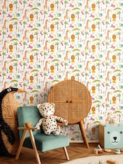Hoopla Walls Pink Safari Boogie 10m Wallpaper - Image 1 of 2