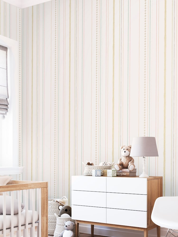 Hoopla Walls Natural Stripey 10m Wallpaper - Image 1 of 2 Hoopla Walls Natural Stripey 10m Wallpaper - Image 1 of 2