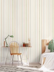Hoopla Walls Orange Stripey 10m Wallpaper - Image 1 of 2