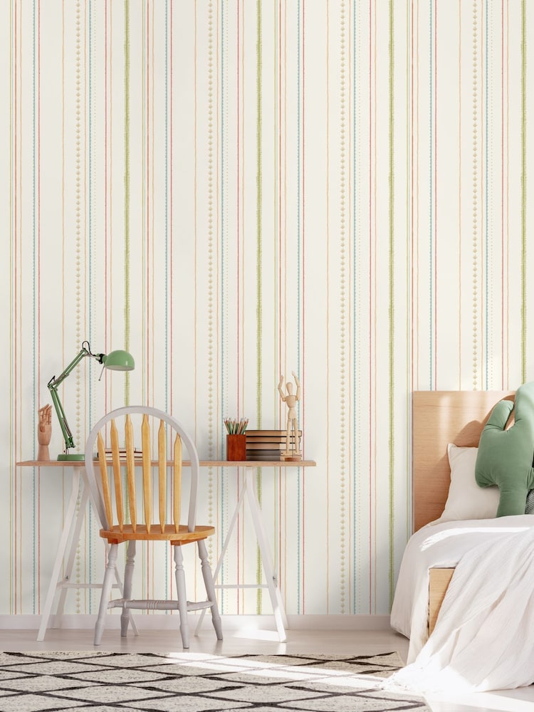 Hoopla Walls Orange Stripey 10m Wallpaper - Image 1 of 2 Hoopla Walls Orange Stripey 10m Wallpaper - Image 1 of 2