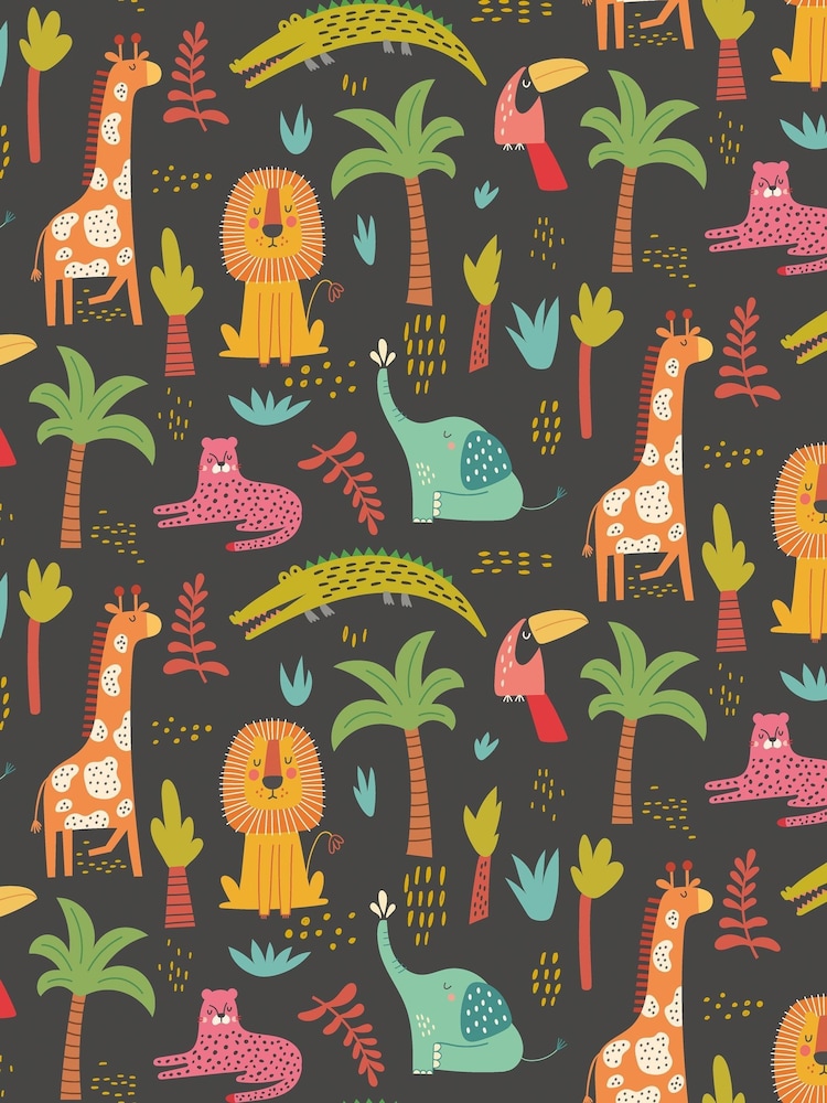 Hoopla Walls Black Safari Boogie 10m Wallpaper - Image 2 of 2 Hoopla Walls Black Safari Boogie 10m Wallpaper - Image 2 of 2
