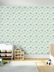 Hoopla Walls Blue Jurassic Party 10m Wallpaper - Image 1 of 2