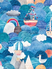 Hoopla Walls Blue Ships Ahoy! 10m Wallpaper - Image 2 of 2