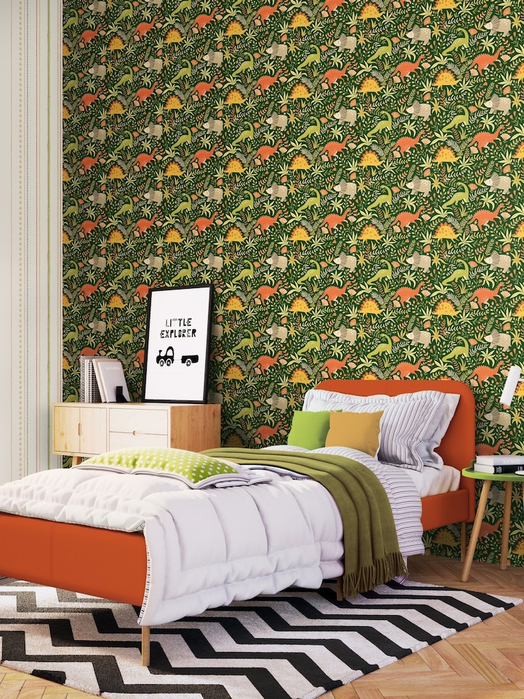 Hoopla Walls Green Jurassic Party 10m Wallpaper - Image 1 of 2