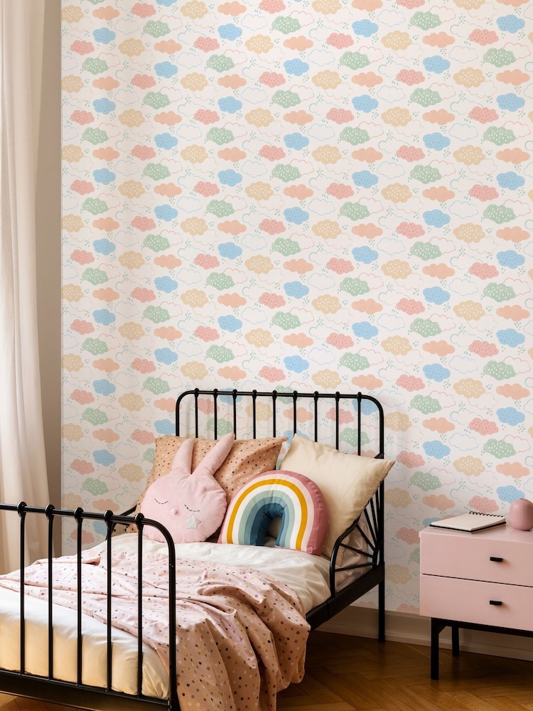 Hoopla Walls Pink Fluffy Clouds 10m Wallpaper - Image 1 of 2