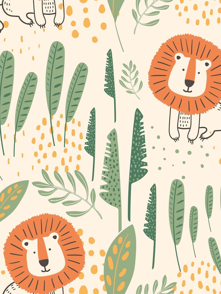 Hoopla Walls Orange Happy Lion 10m Wallpaper - Image 2 of 2
