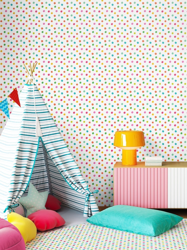 Hoopla Walls Pink Dotty 10m Wallpaper - Image 1 of 2