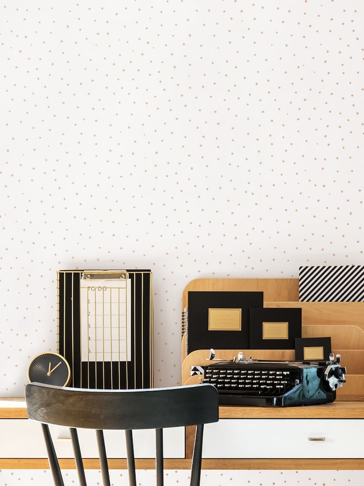Hoopla Walls Natural Mini Dots 10m Wallpaper - Image 1 of 2