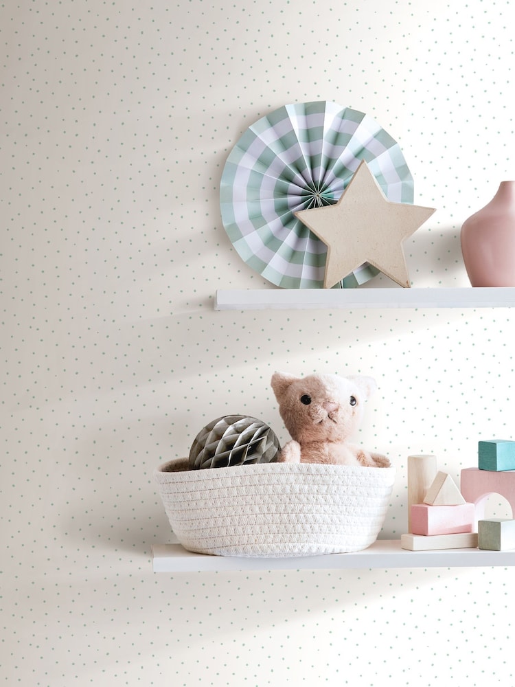 Hoopla Walls Blue Mini Dots 10m Wallpaper - Image 1 of 2