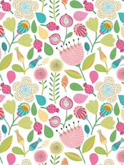 Hoopla Walls Pink Folk Floral Print 10m Wallpaper - Image 2 of 2