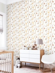 Hoopla Walls Natural Giraffe Friends 10m Wallpaper - Image 1 of 2