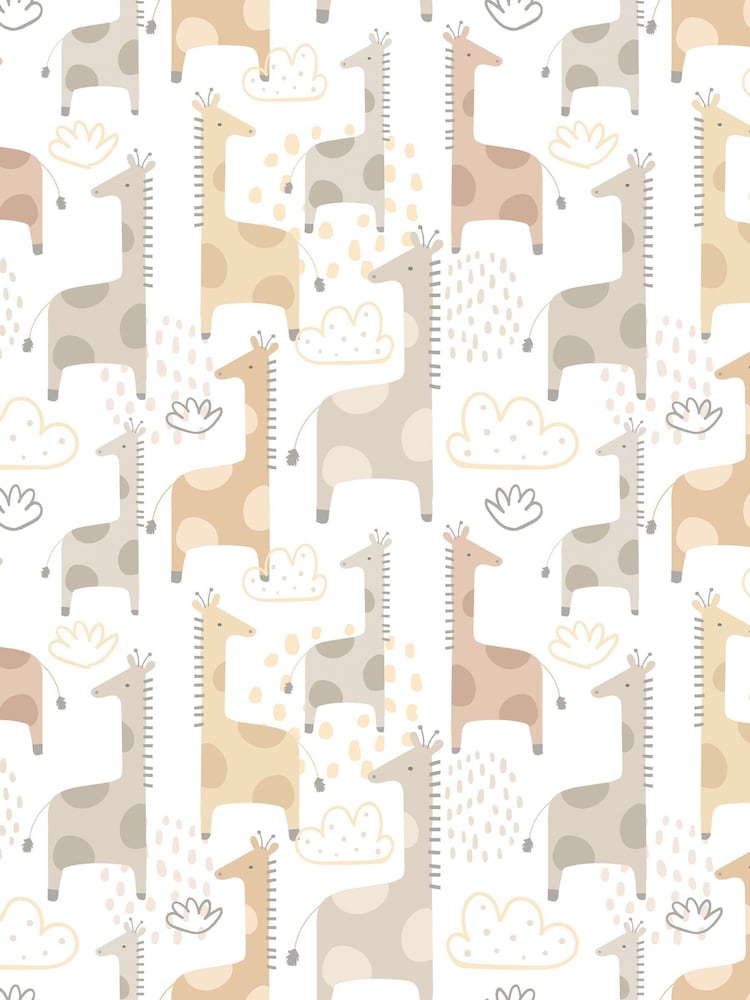 Hoopla Walls Natural Giraffe Friends 10m Wallpaper - Image 2 of 2 Hoopla Walls Natural Giraffe Friends 10m Wallpaper - Image 2 of 2