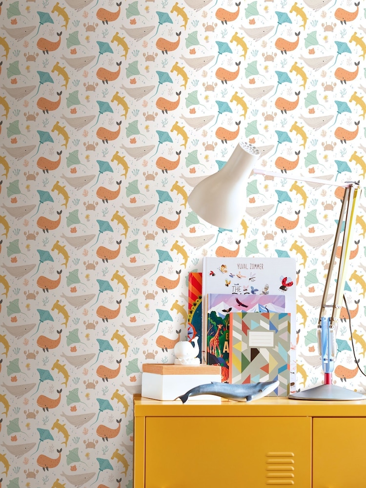 Hoopla Walls Orange Ocean Adventure 10m Wallpaper - Image 1 of 2