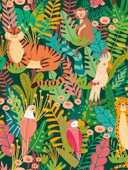 Hoopla Walls Green Animal Kingdom Print 10m Wallpaper - Image 2 of 2