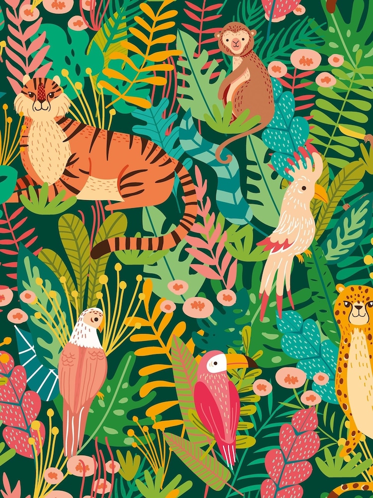 Hoopla Walls Green Animal Kingdom Print 10m Wallpaper - Image 2 of 2