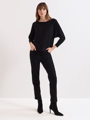 Phase Eight Black Long Line Cristine Knit Jumper - Image 3 of 7
