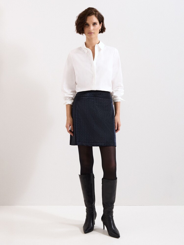 Phase Eight Blue Iona PU Mini Skirt - Image 1 of 7