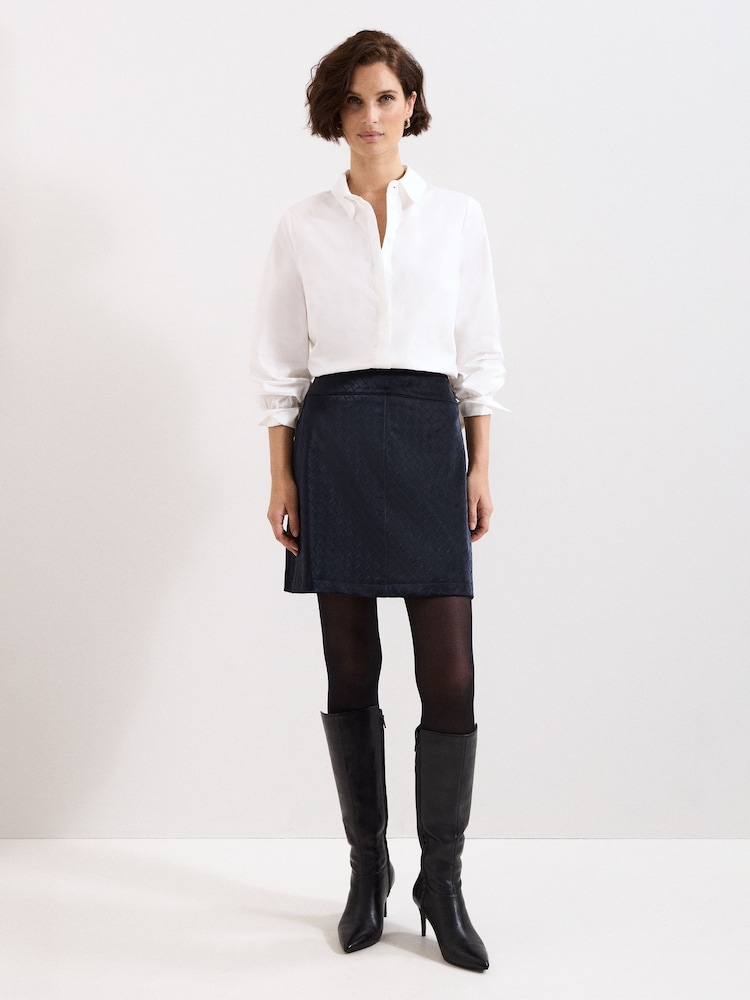 Phase Eight Blue Iona PU Mini Skirt - Image 1 of 7 Phase Eight Blue Iona PU Mini Skirt - Image 1 of 7