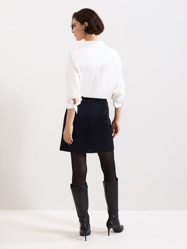 Phase Eight Blue Iona PU Mini Skirt - Image 2 of 7 Phase Eight Blue Iona PU Mini Skirt - Image 2 of 7