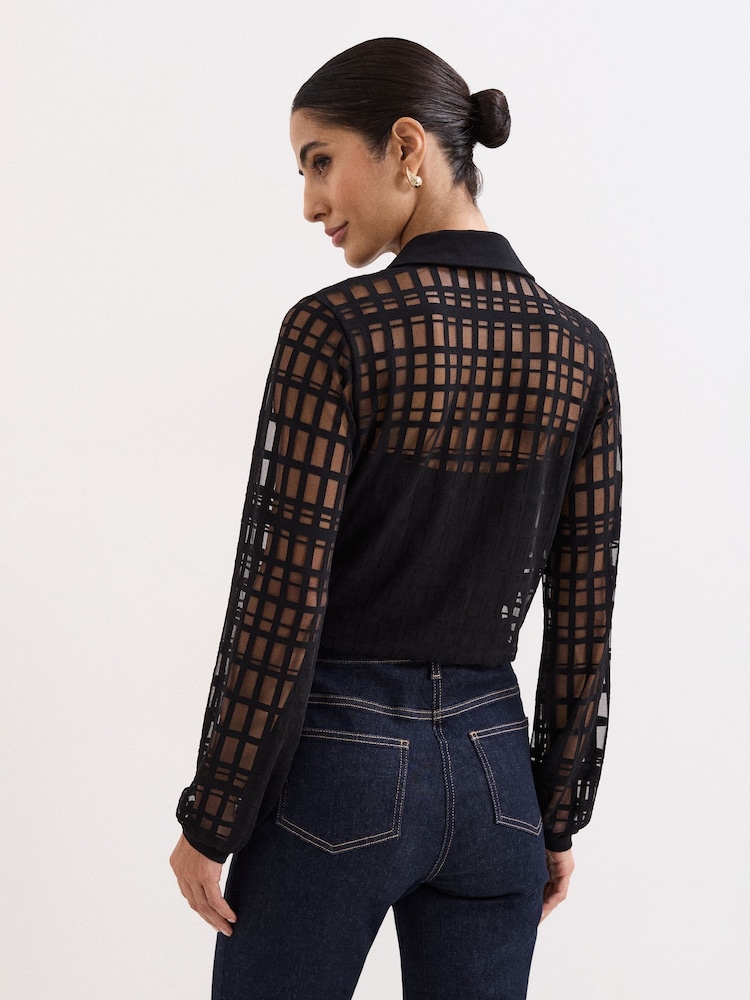 Phase Eight Black Kennedy Burnout Top - Image 2 of 6 Phase Eight Black Kennedy Burnout Top - Image 2 of 6