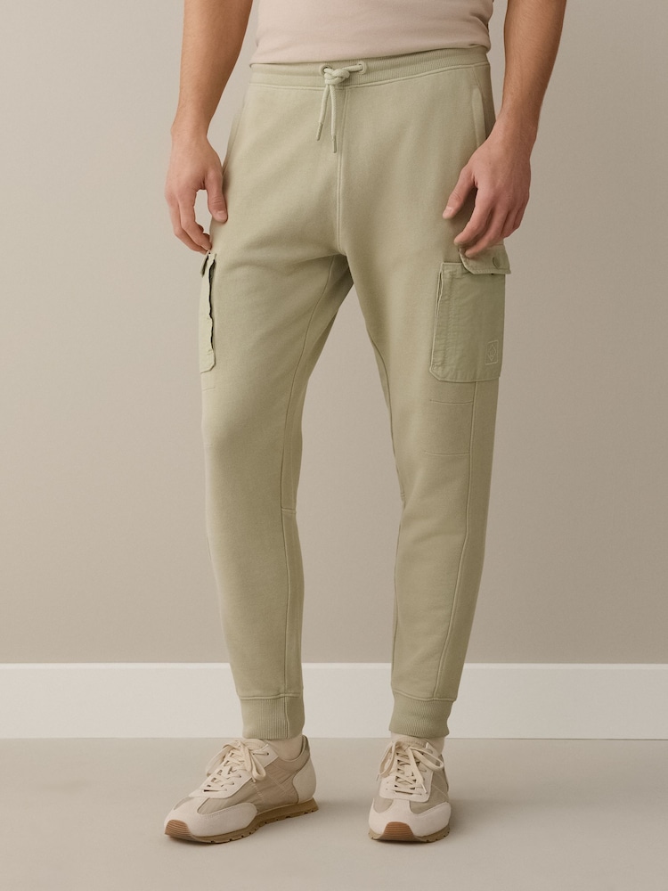 Sage Green Slim Fit Utility Loopback Slim Joggers - Image 1 of 10