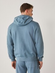 Blue Garment Washed Utility Full Zip Hoodie - Image 3 of 8