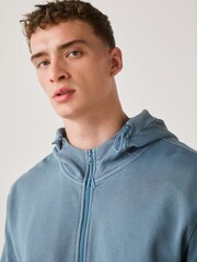 Blue Garment Washed Utility Full Zip Hoodie - Image 4 of 8