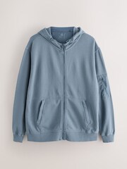 Blue Garment Washed Utility Full Zip Hoodie - Image 5 of 8
