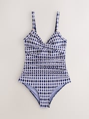 Navy Blue Geometric Shaping Tummy Control Swimsuit - Image 6 of 9