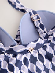 Navy Blue Geometric Shaping Tummy Control Swimsuit - Image 8 of 9