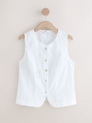 White Sun Broderie Button Front Top - Image 1 of 3