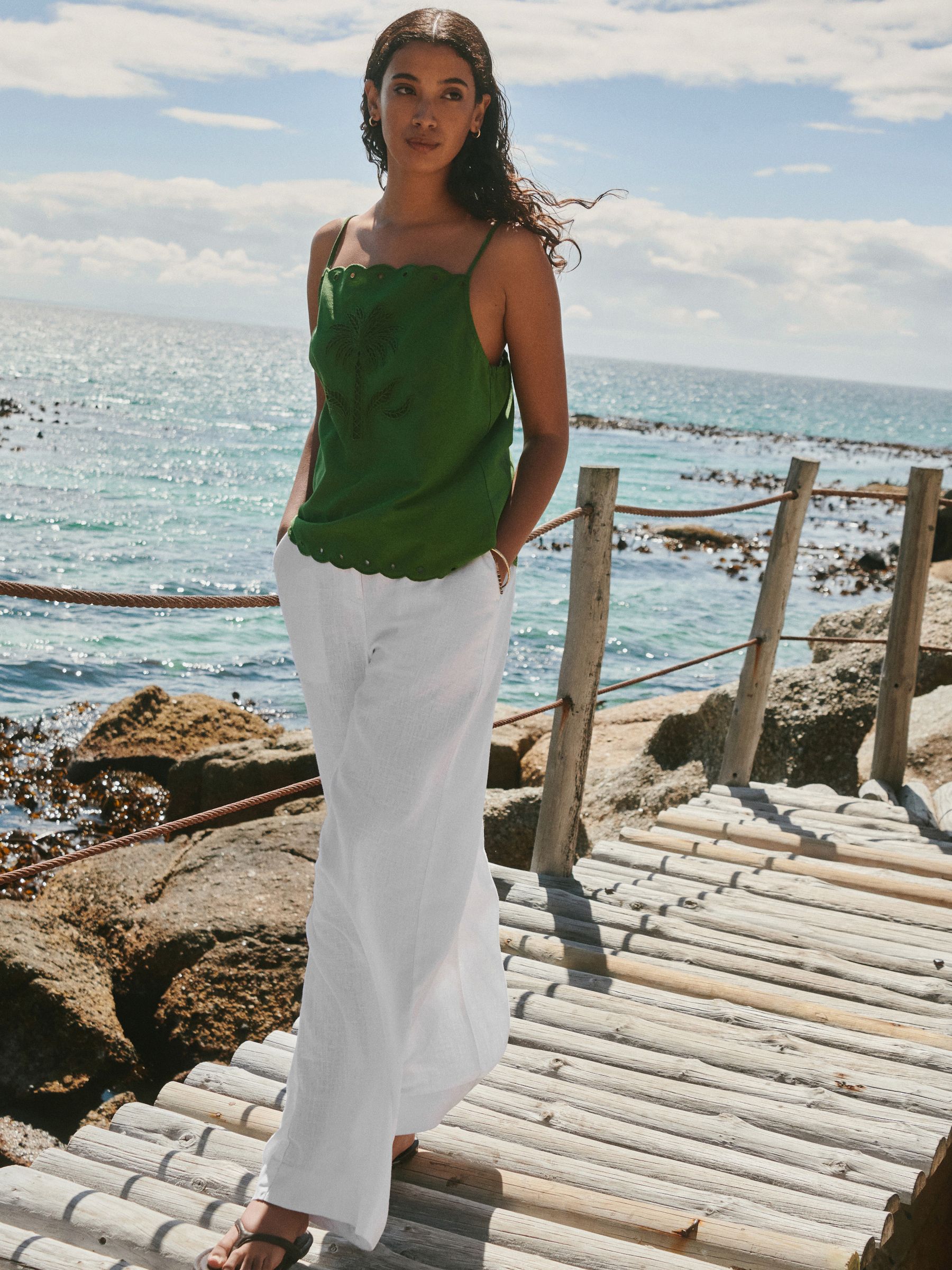 Buy Green Palm Tree Cutwork Broderie Cami Top from the Next UK