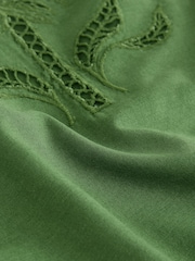Green Palm Tree Cutwork Broderie Cami Top - Image 6 of 7