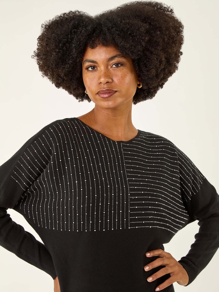 Preto - Roman Embellished Stripe Knit Jumper - Imagem 5 de 5