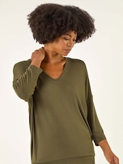 Roman Green V-Neck Jersey Stretch T-Shirt - Image 1 of 5