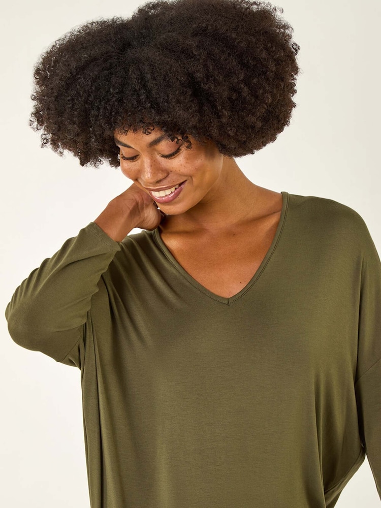 Roman Green V-Neck Jersey Stretch T-Shirt - Image 2 of 5
