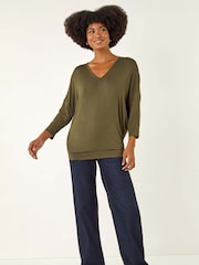 Roman Green V-Neck Jersey Stretch T-Shirt - Image 3 of 5