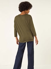 Roman Green V-Neck Jersey Stretch T-Shirt - Image 4 of 5