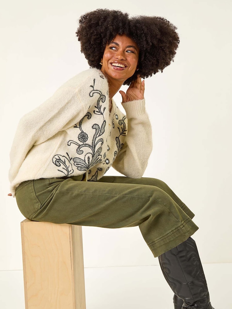 Roman Green Stretch Denim Culottes - Image 6 of 6