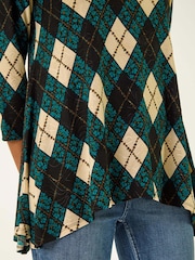 Roman Blue Jacquard Stretch Tunic Top - Image 5 of 5